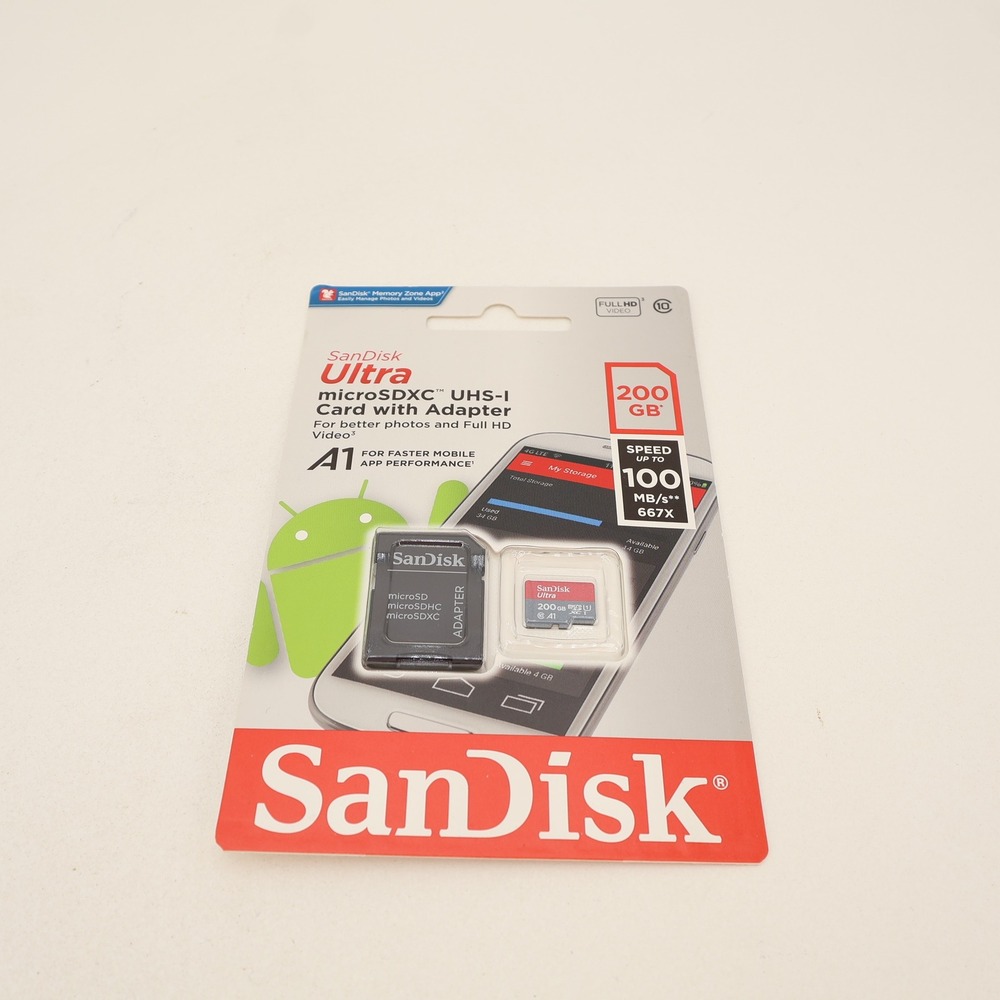 SanDisk Ultra 200GB microSDXC UHS-I Card with Adapter SDSQUAR-200G-GN6MA